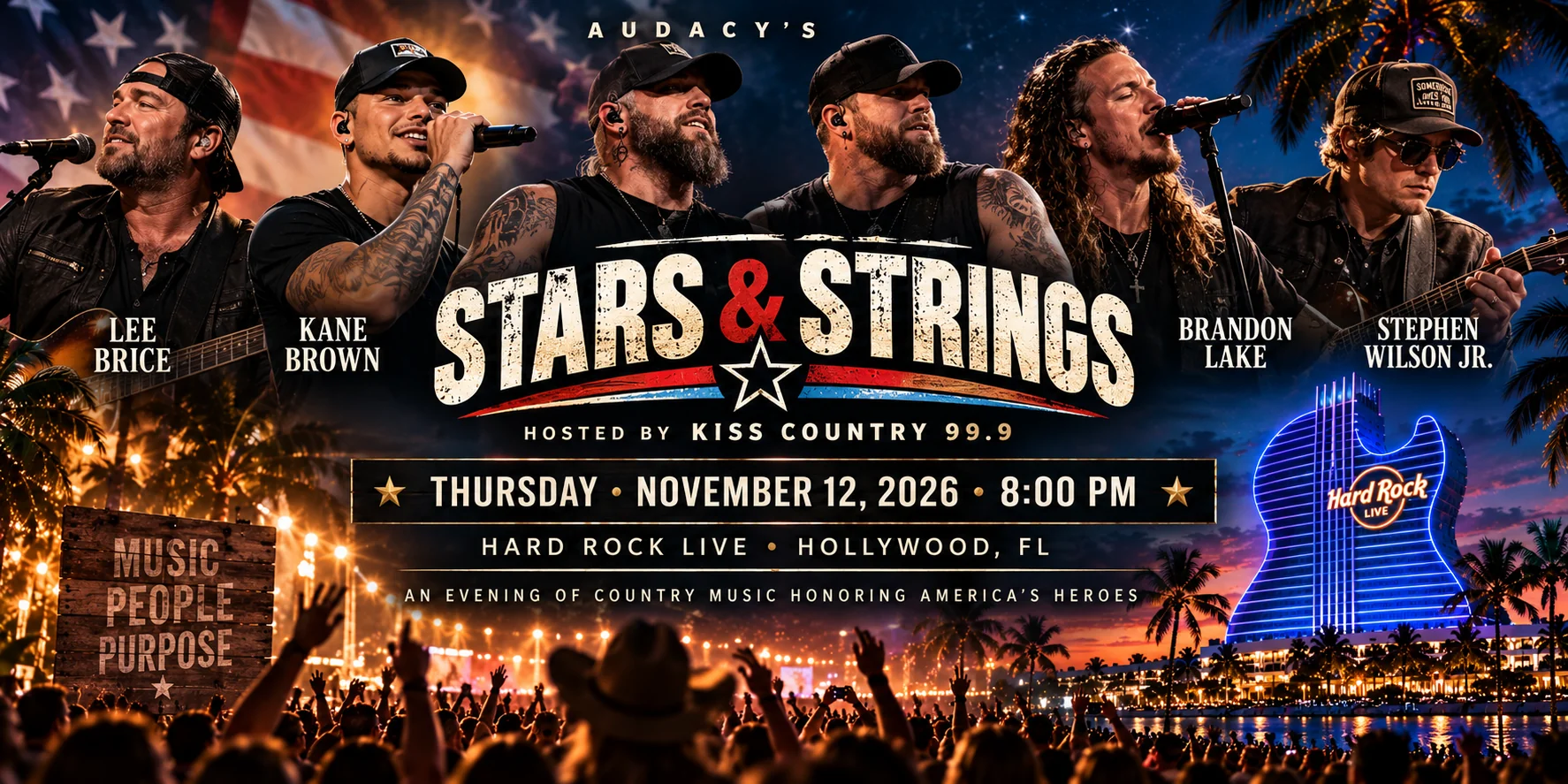 Stars & Strings 2026: Kane Brown, Lee Brice & More at Hard Rock Live
